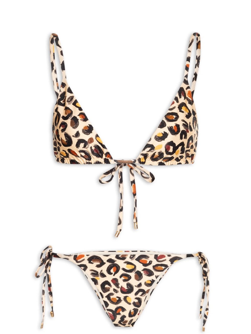 Leopard Print Tie Bikini Set in Cream, Black & Brown Farm rio size XS can fit S